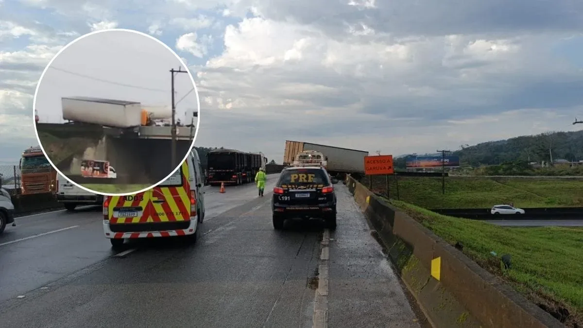 Interdição na BR-101 em Garuva chega a seis quilômetros de fila