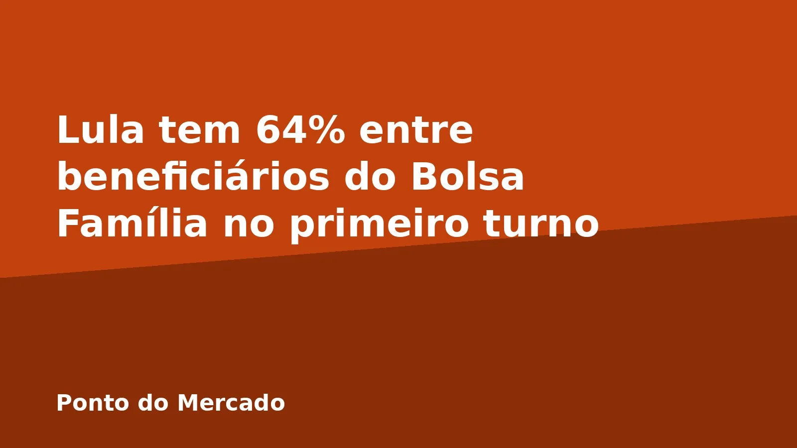 Lula tem 64% entre beneficiários do Bolsa Família no primeiro turno