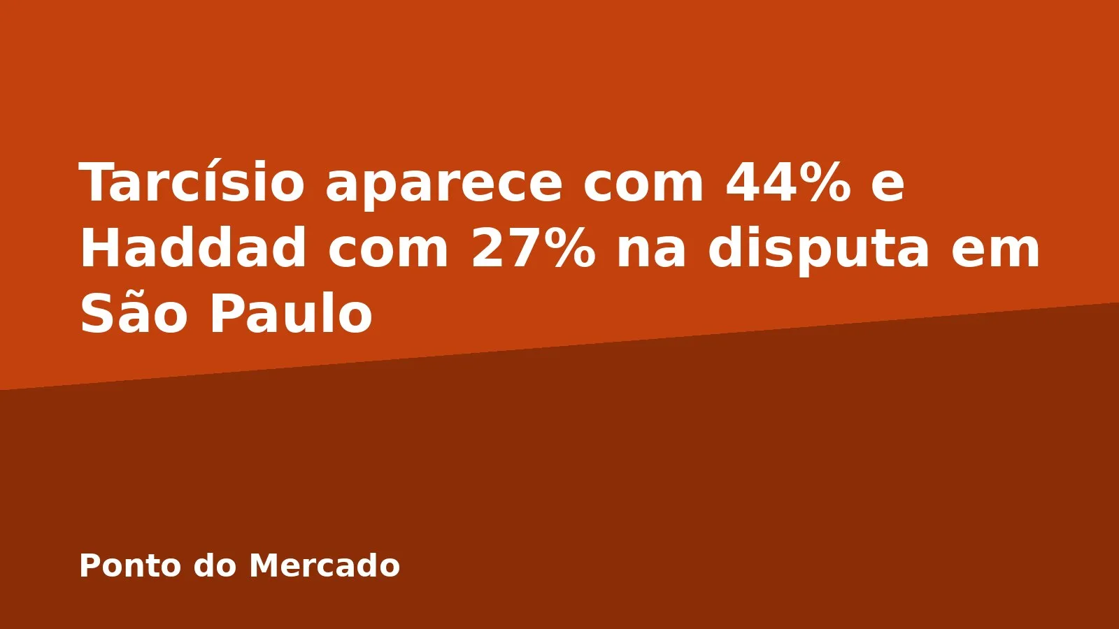 Tarcísio aparece com 44% e Haddad com 27% na disputa em São Paulo