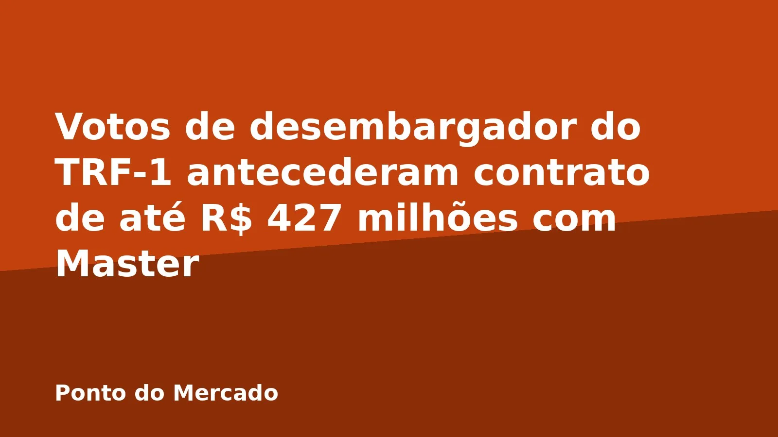 Votos de desembargador do TRF-1 antecederam contrato de até R$ 427 milhões com Master